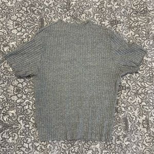 Grey crop top with high collar